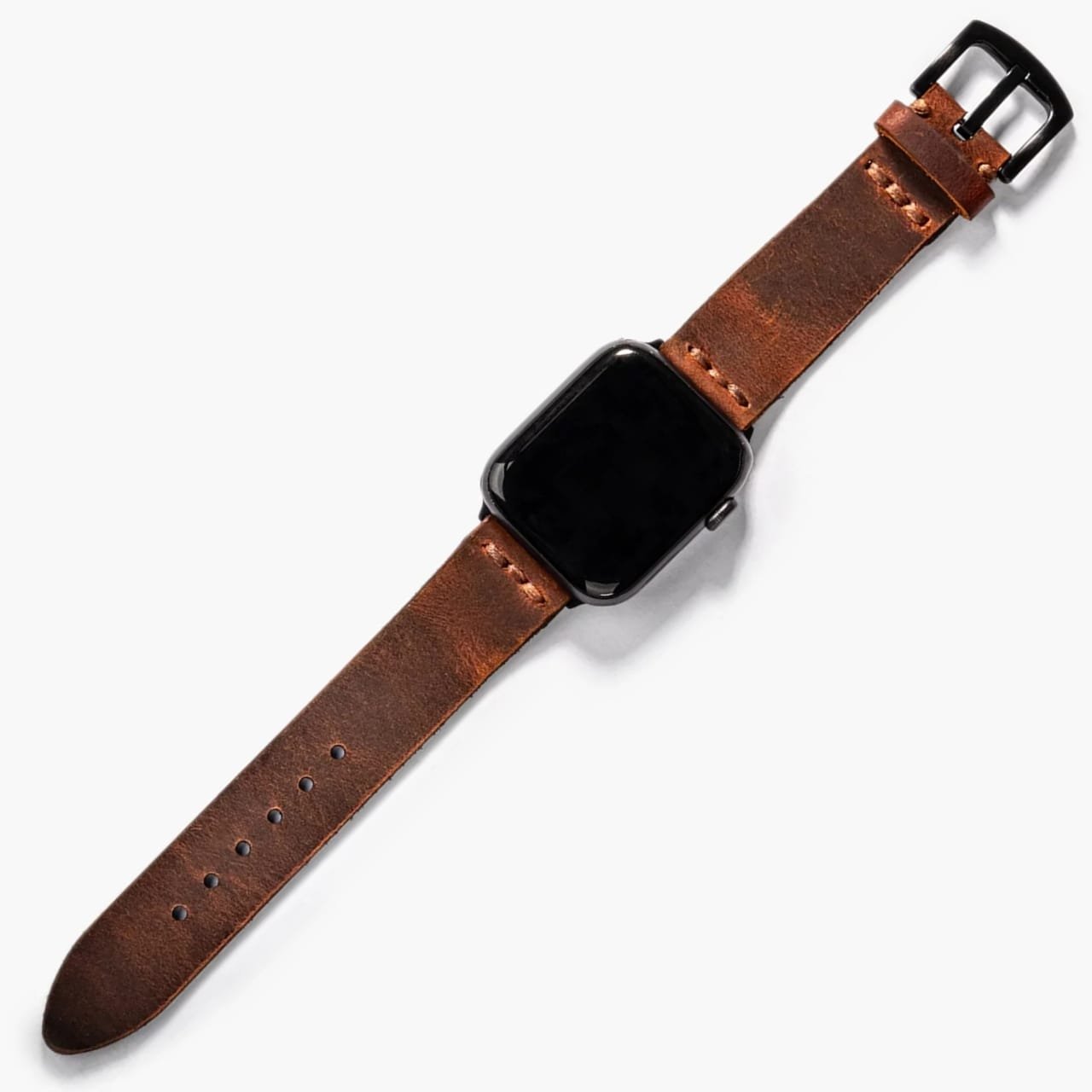 Tek Katlı Deri Apple Watch Kayışı - Oranj el yapımı hakiki deri - DeryCraft