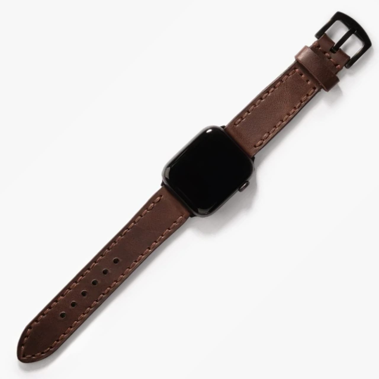Çift Katlı Deri Apple Watch Kayışı - Kahve el yapımı hakiki deri - DeryCraft