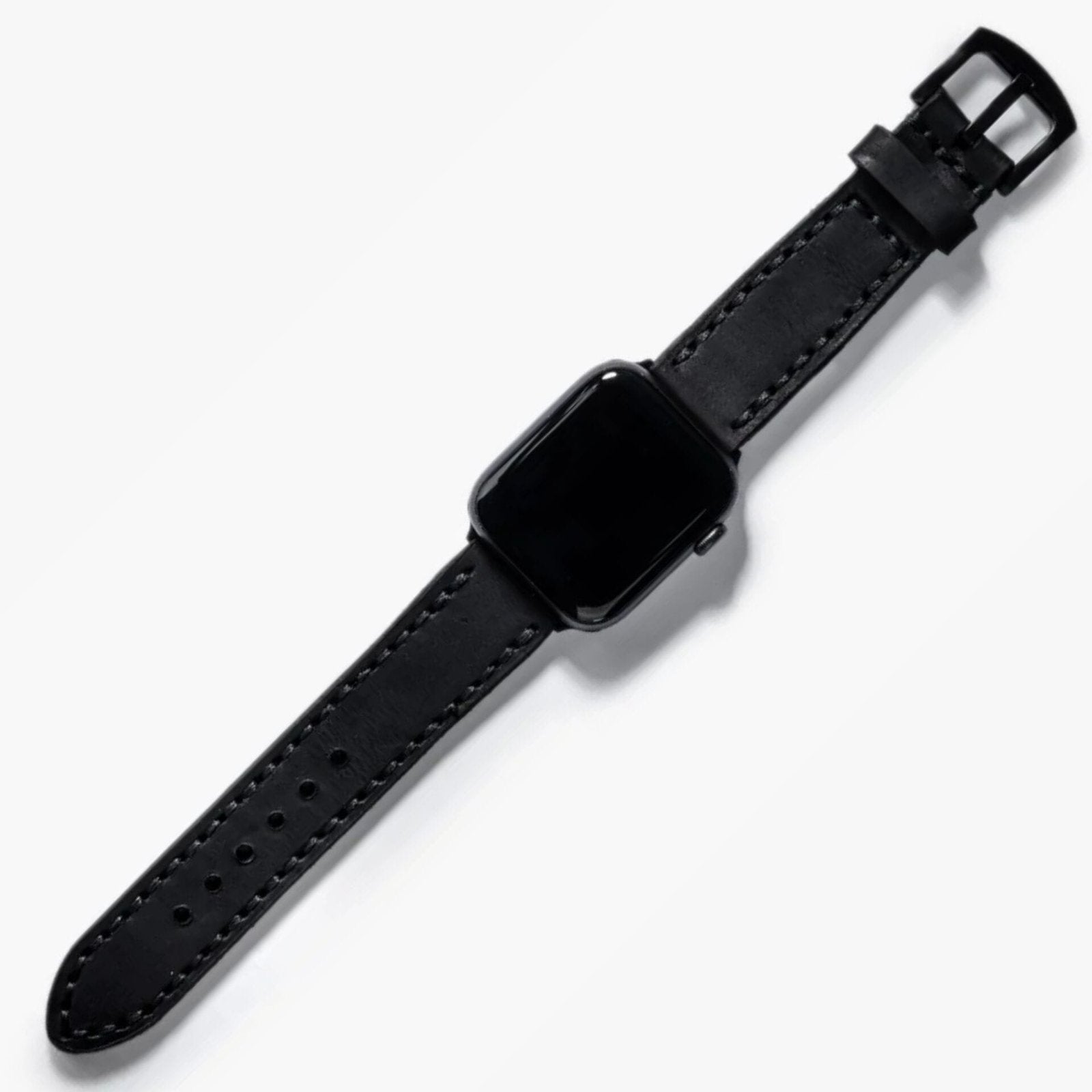 Çift Katlı Deri Apple Watch Kayışı – Siyah el yapımı hakiki deri - DeryCraft