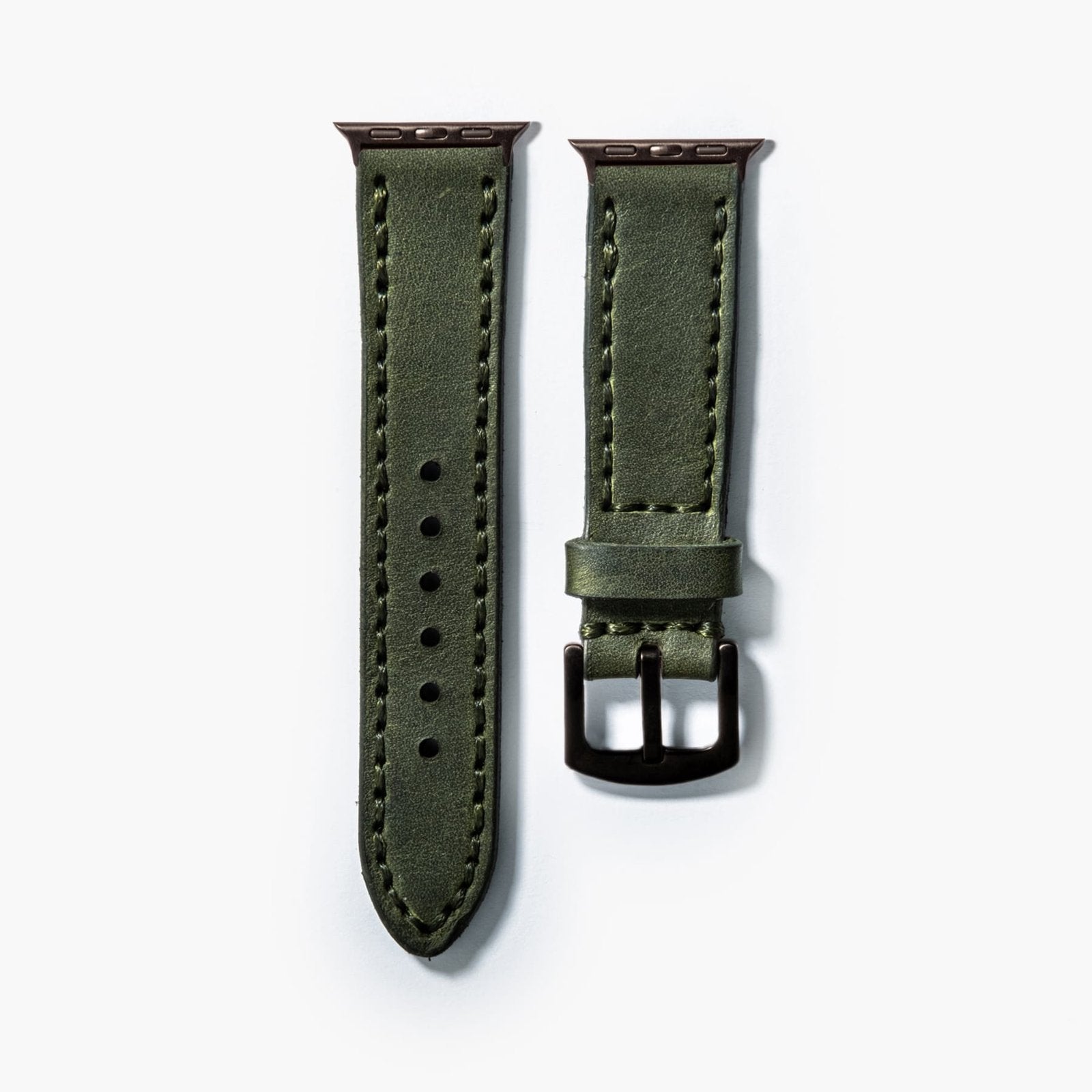 Çift Katlı Deri Apple Watch Kayışı - Yeşil el yapımı hakiki deri - DeryCraft