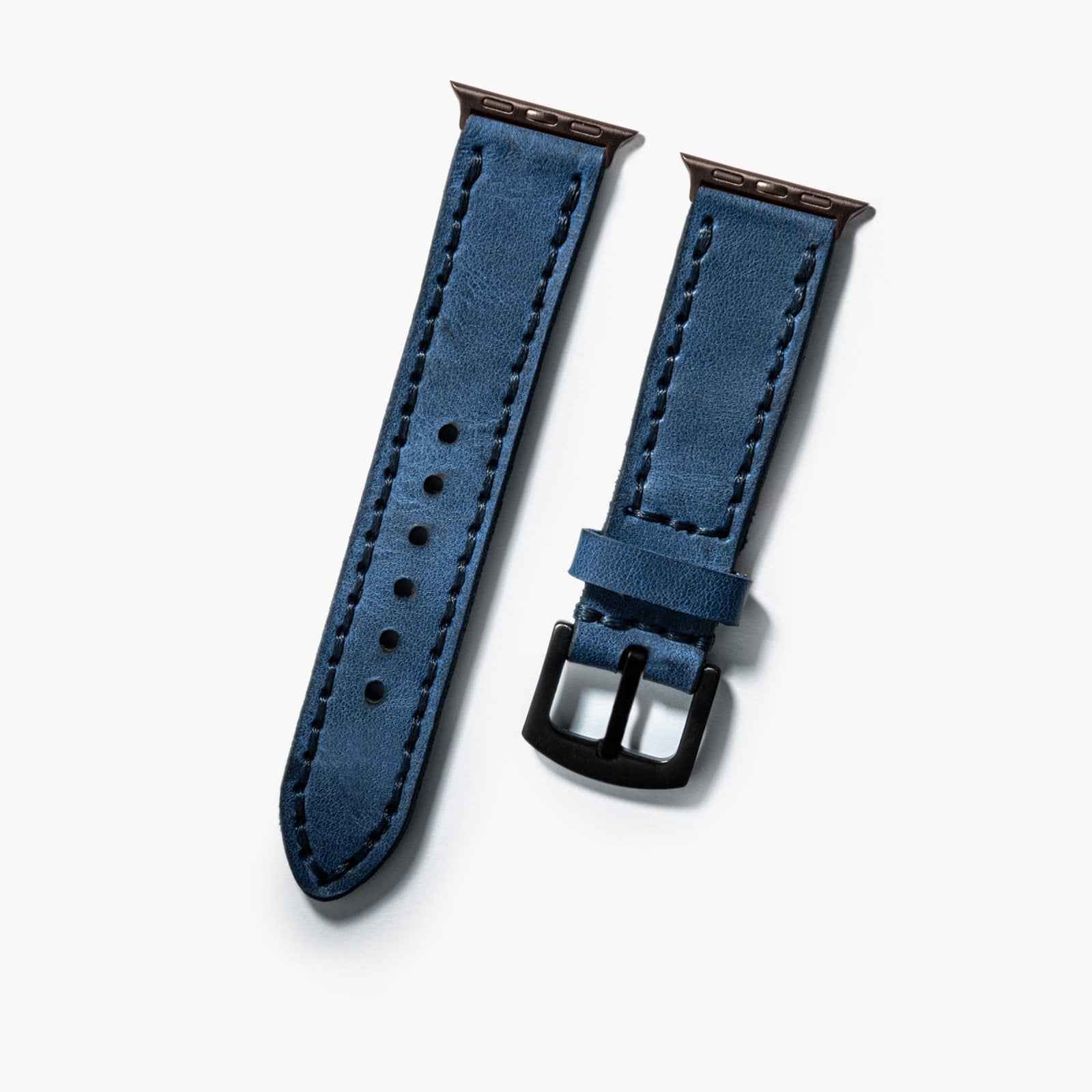 Çift Katlı Deri Apple Watch Kayışı - Mavi el yapımı hakiki deri - DeryCraft