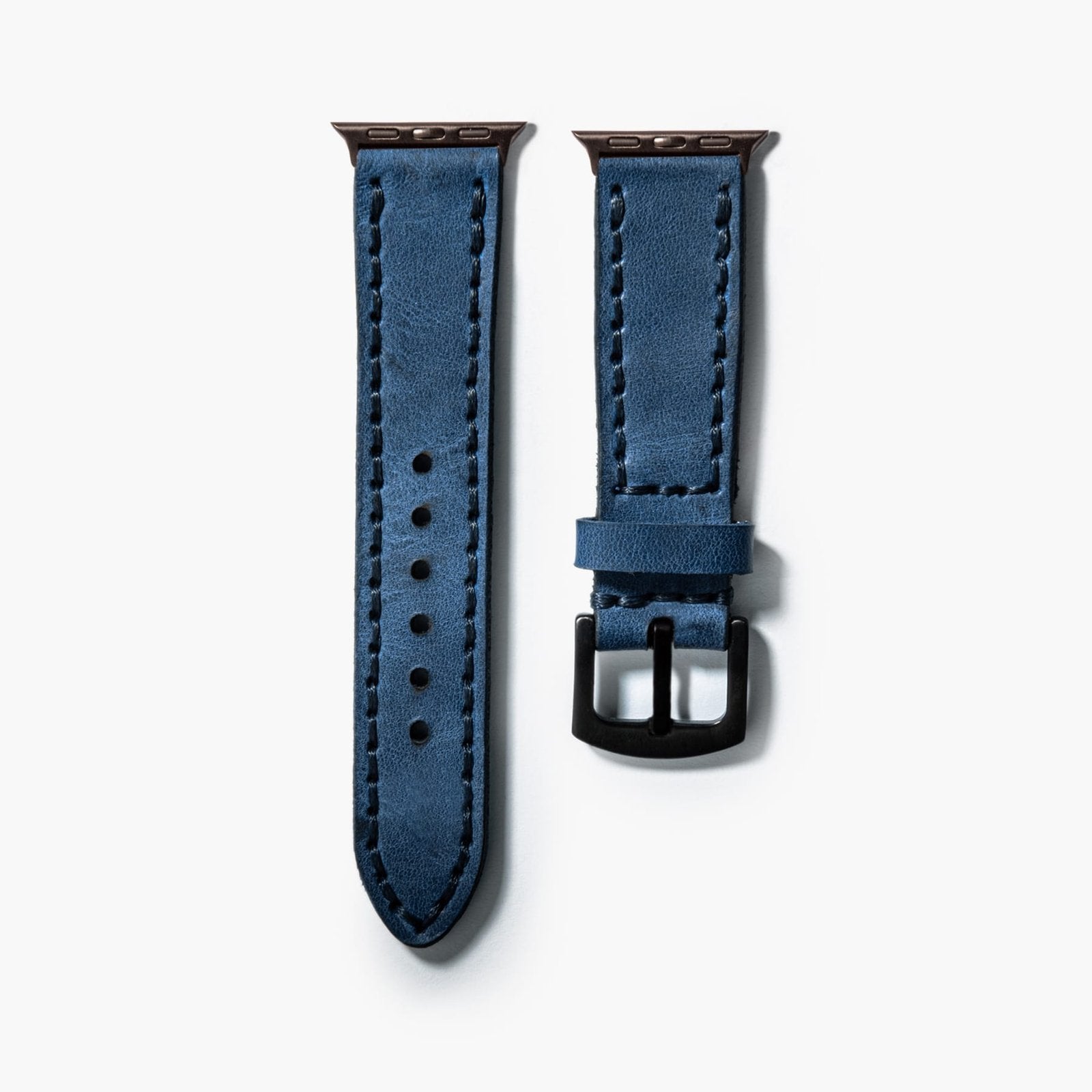 Çift Katlı Deri Apple Watch Kayışı - Mavi el yapımı hakiki deri - DeryCraft