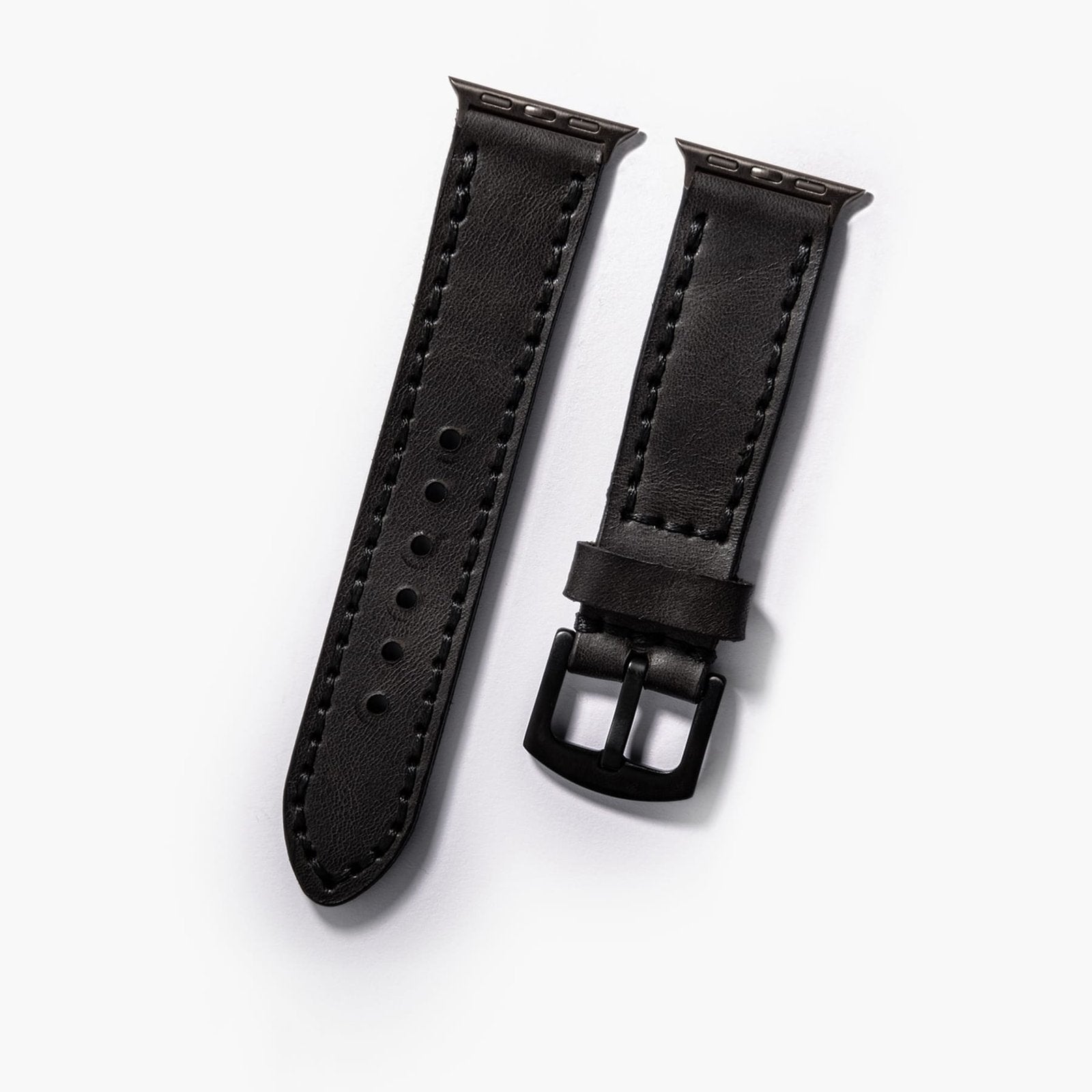 Çift Katlı Deri Apple Watch Kayışı – Antrasit el yapımı hakiki deri - DeryCraft