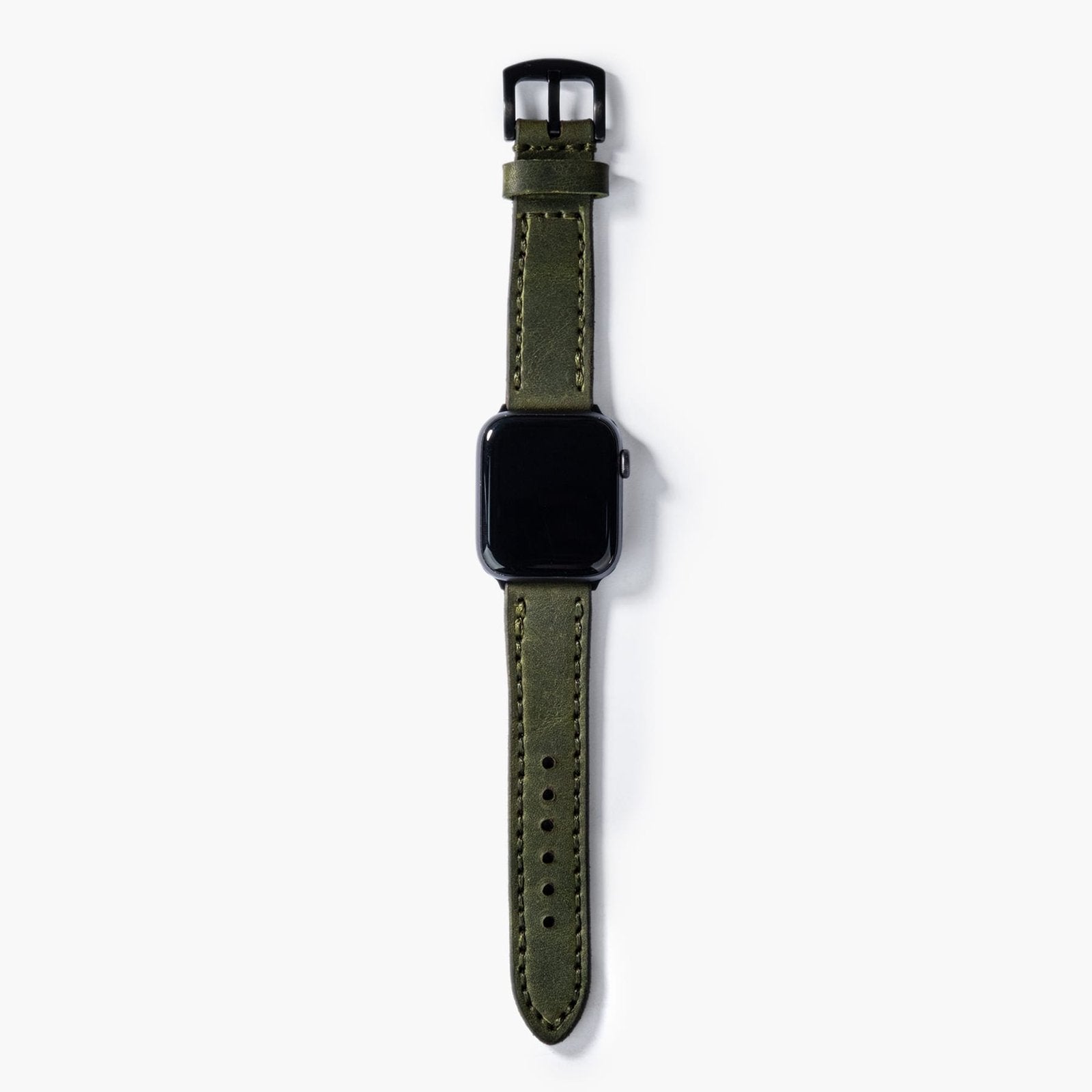 Çift Katlı Deri Apple Watch Kayışı - Yeşil el yapımı hakiki deri - DeryCraft