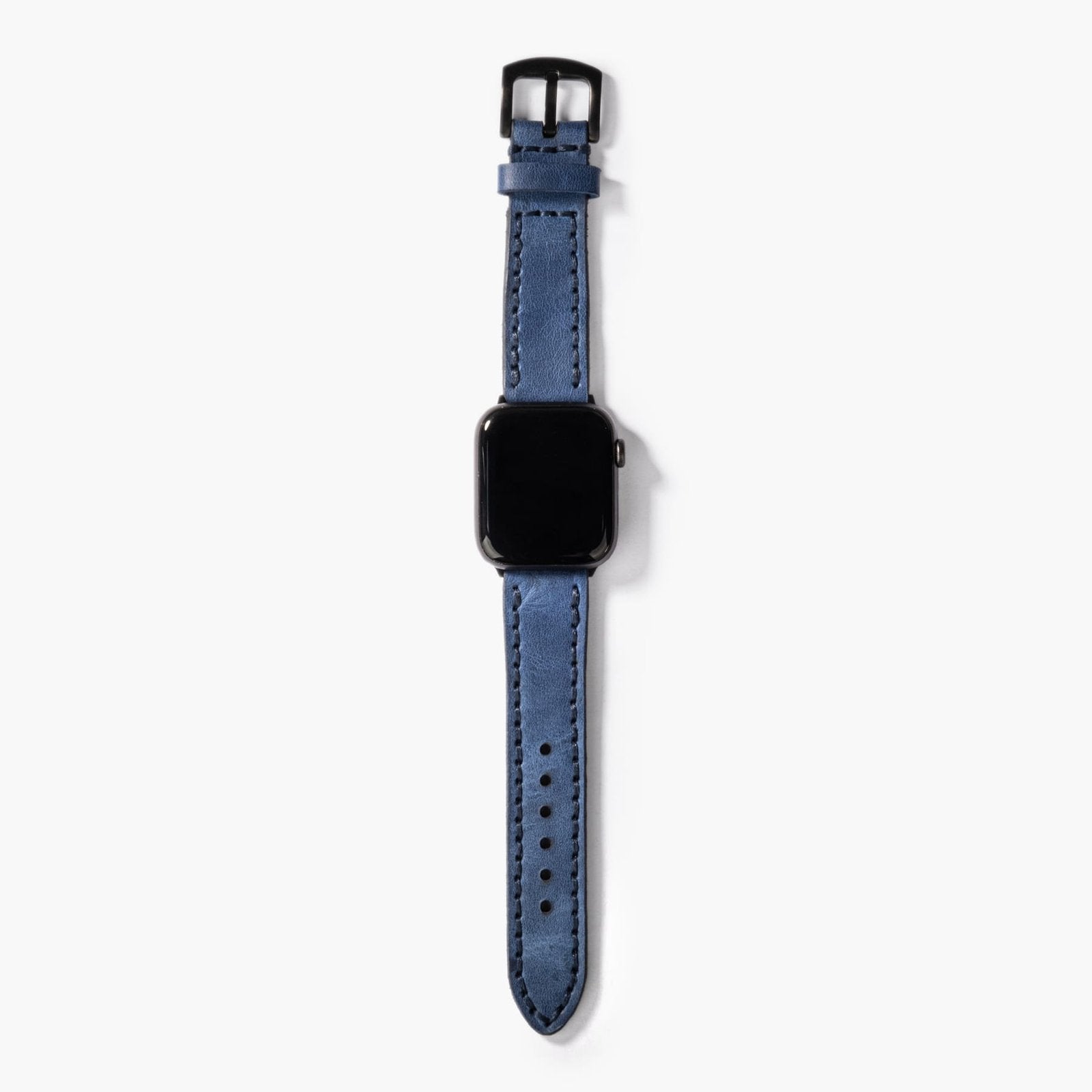 Çift Katlı Deri Apple Watch Kayışı - Mavi el yapımı hakiki deri - DeryCraft