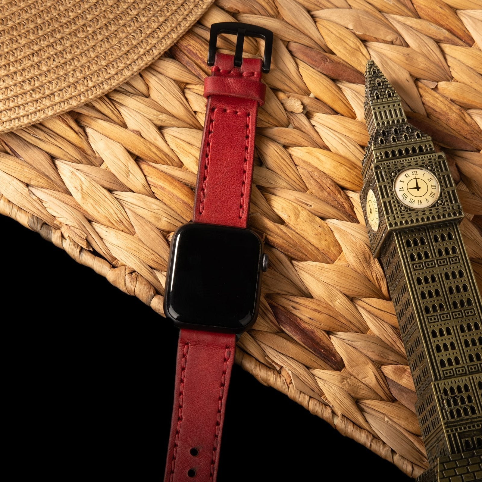 Çift Katlı Deri Apple Watch Kayışı - Kırmızı