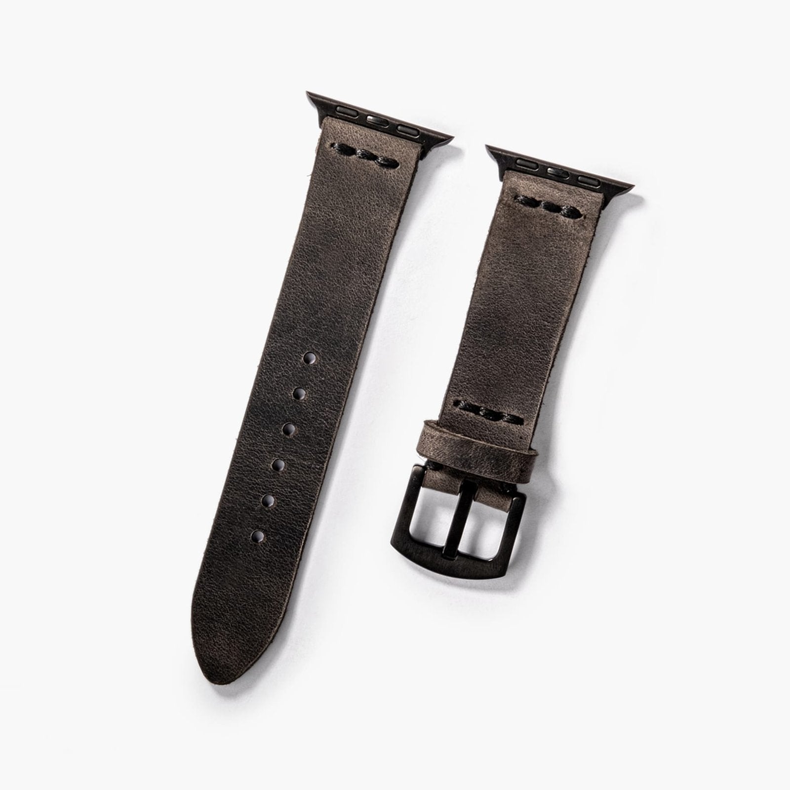 Tek Katlı Deri Apple Watch Kayışı - Antrasit el yapımı hakiki deri - DeryCraft