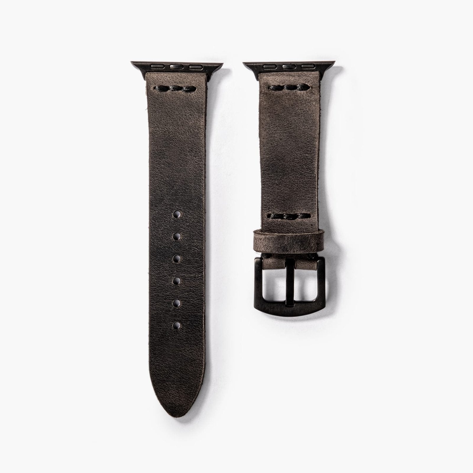 Tek Katlı Deri Apple Watch Kayışı - Antrasit el yapımı hakiki deri - DeryCraft