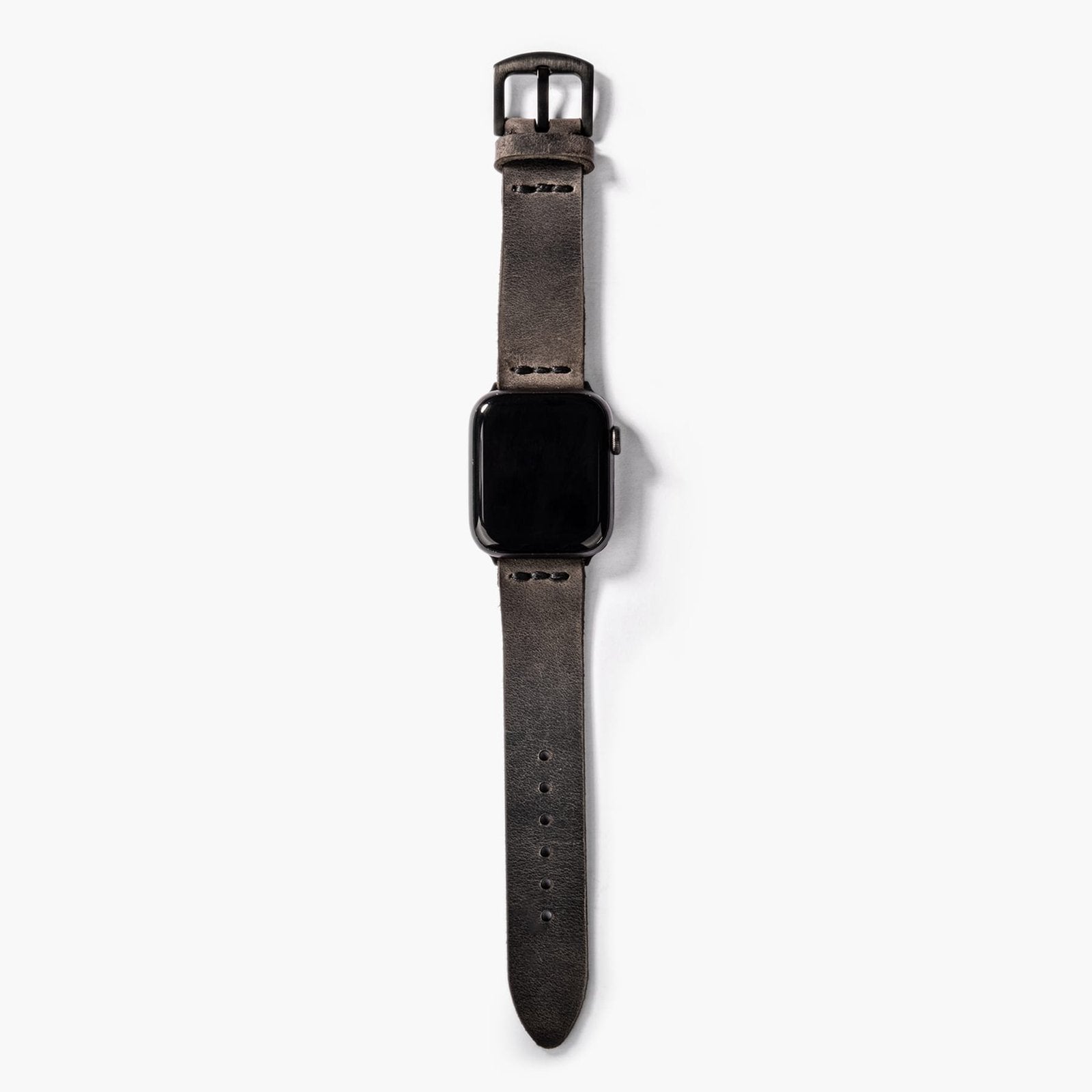 Tek Katlı Deri Apple Watch Kayışı - Antrasit el yapımı hakiki deri - DeryCraft