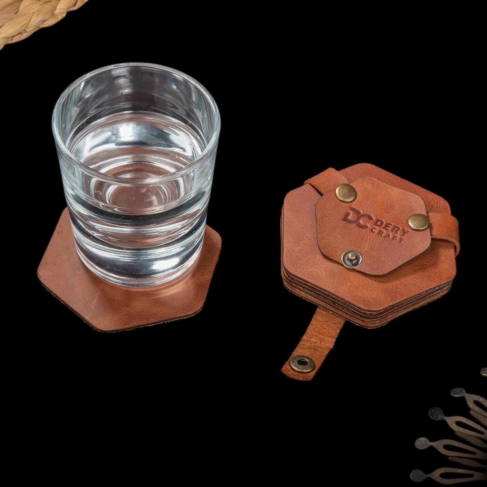 TABA Deri Bardak Altlığı el yapımı hakiki deri - DeryCraft