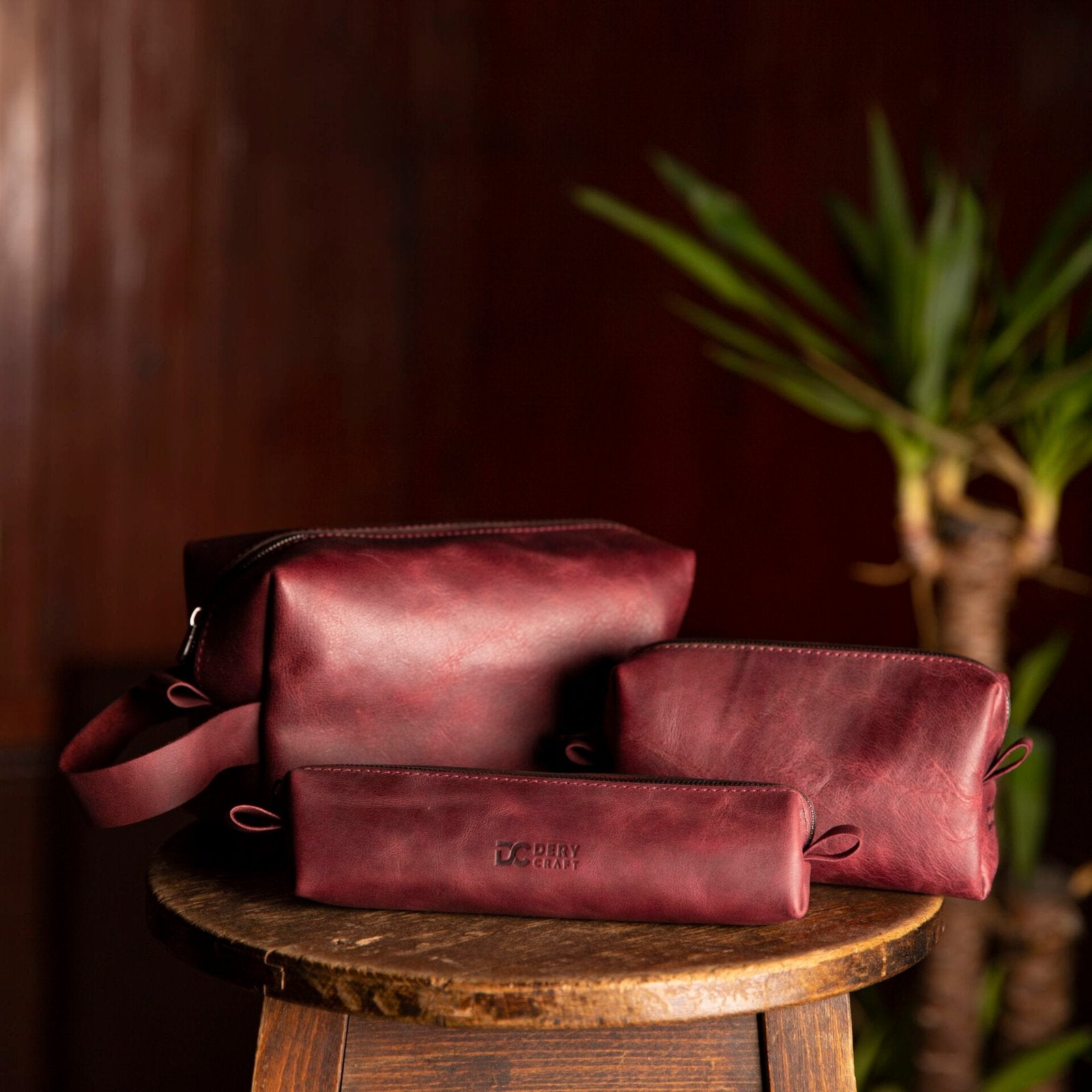Dopp Kit Deri Makyaj Çantası (Lotus)