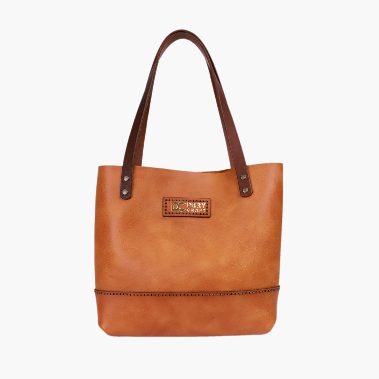 CAMEL Deri Tote Çanta Küçük (Vera) el yapımı hakiki deri - DeryCraft