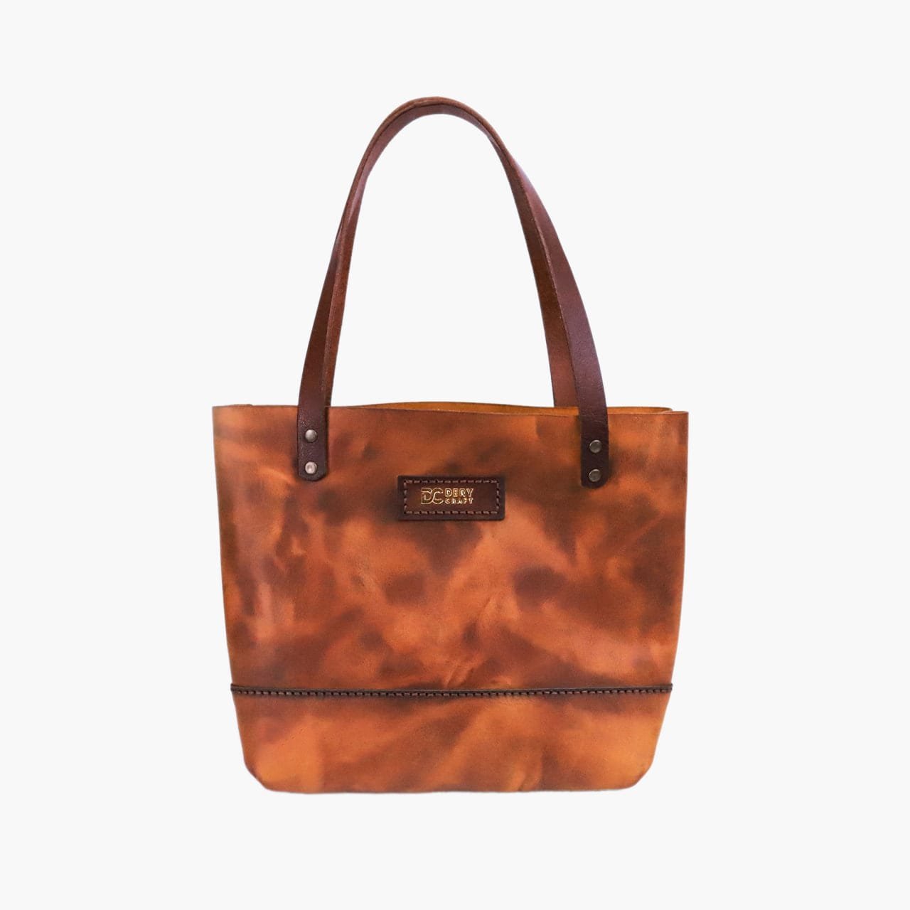 CAMEL Deri Tote Çanta Küçük (Vera) el yapımı hakiki deri - DeryCraft